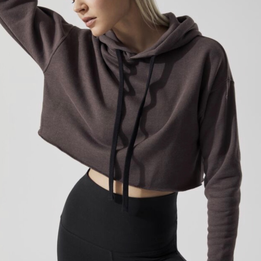 Alo Cropped Hoodie - Raisin